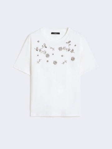 Young Ideas/Henmores - Agile Flowers Embroidery T-Shirt - 003 White - S