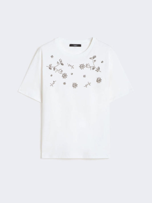 Young Ideas/Henmores - Agile Flowers Embroidery T-Shirt - 003 White - S