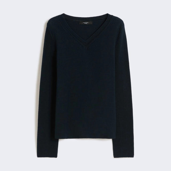 Young Ideas/Henmores - Ago V Neck Cotton Jumper - 005 Navy - S