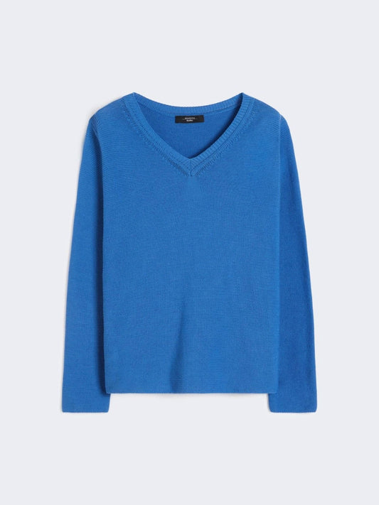 Young Ideas/Henmores - Ago V Neck Cotton Jumper - 007 Cornflower Blue - S