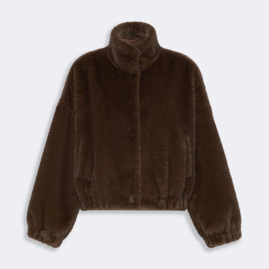 Young Ideas & Henmores - Anemone Faux Fur Short Coat - 001 Choc Brown - 8