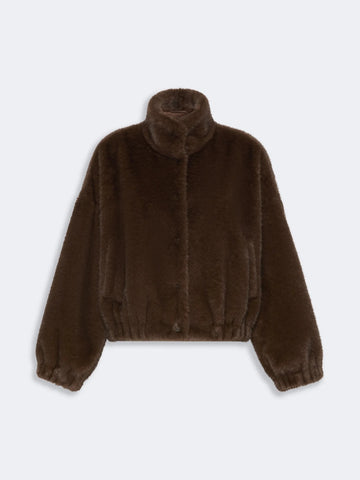 Young Ideas & Henmores - Anemone Faux Fur Short Coat - 001 Choc Brown - 8