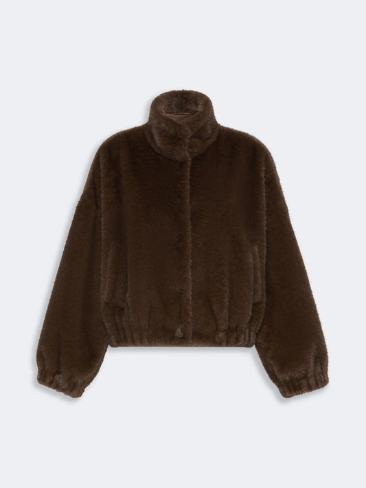 Young Ideas & Henmores - Anemone Faux Fur Short Coat - 001 Choc Brown - 8