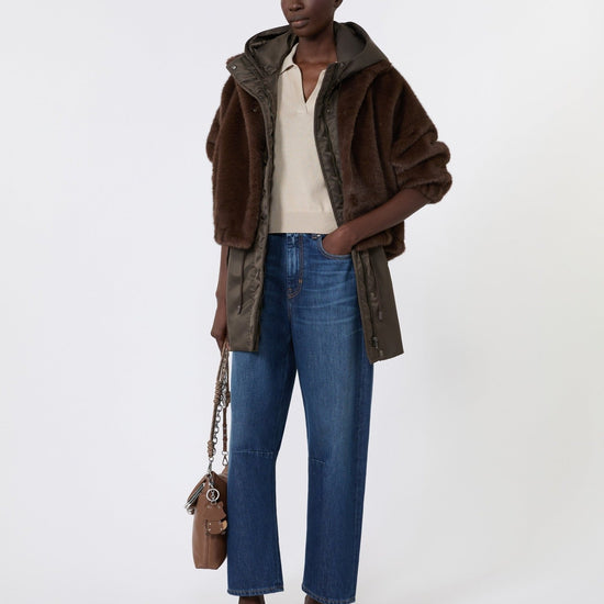 Young Ideas & Henmores - Anemone Faux Fur Short Coat - 001 Choc Brown - 8