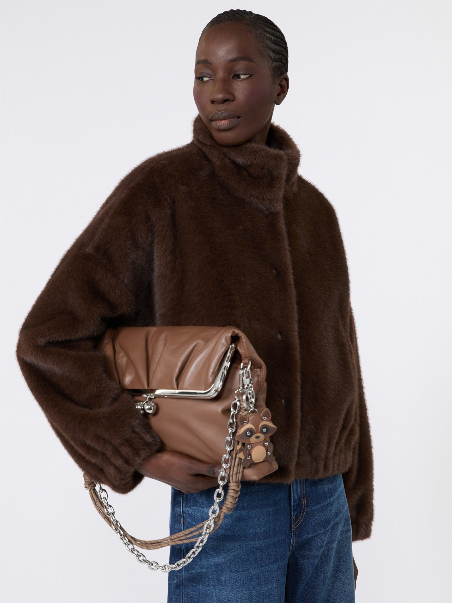 Young Ideas & Henmores - Anemone Faux Fur Short Coat - 001 Choc Brown - 8