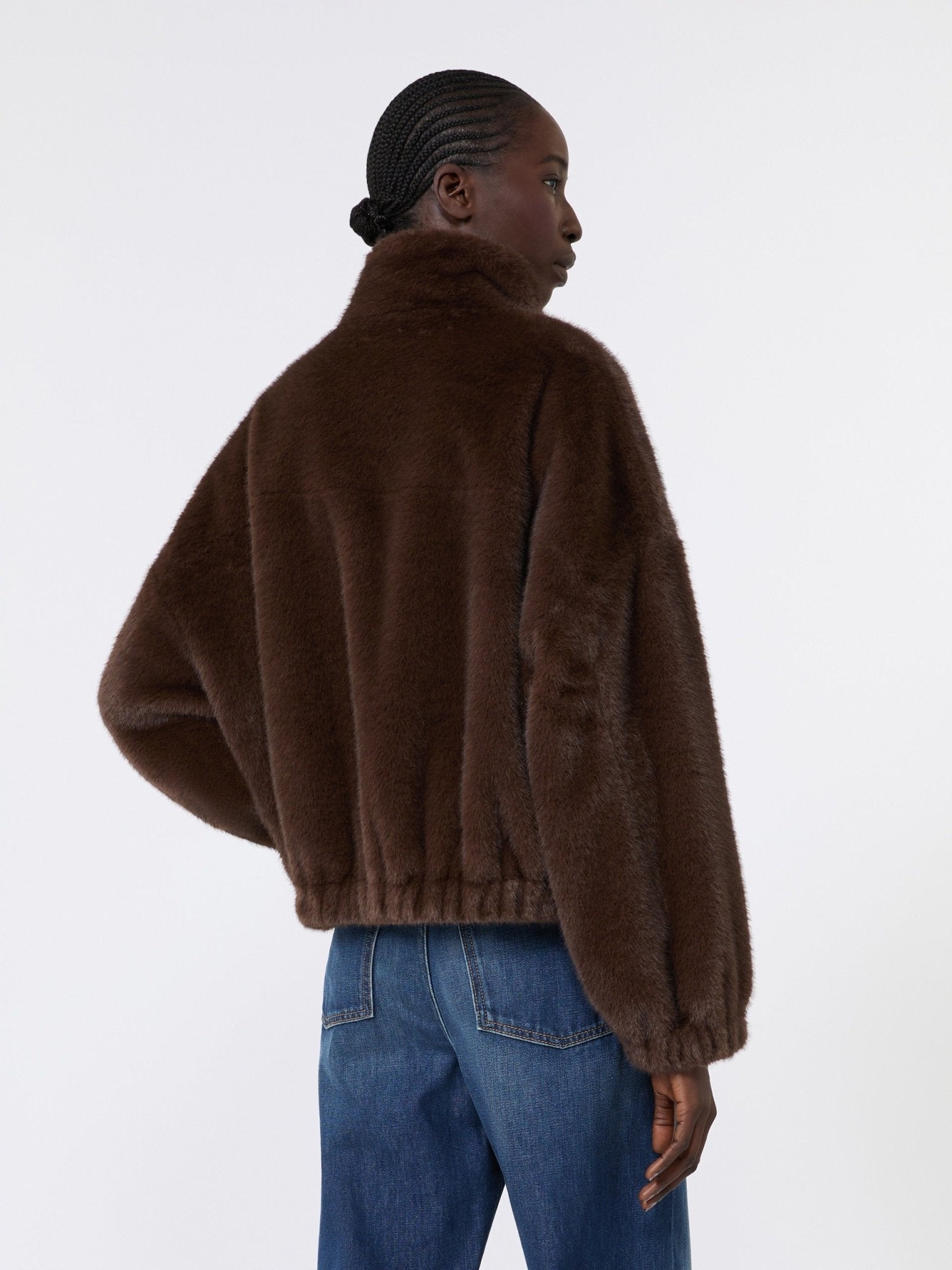 Young Ideas & Henmores - Anemone Faux Fur Short Coat - 001 Choc Brown - 8