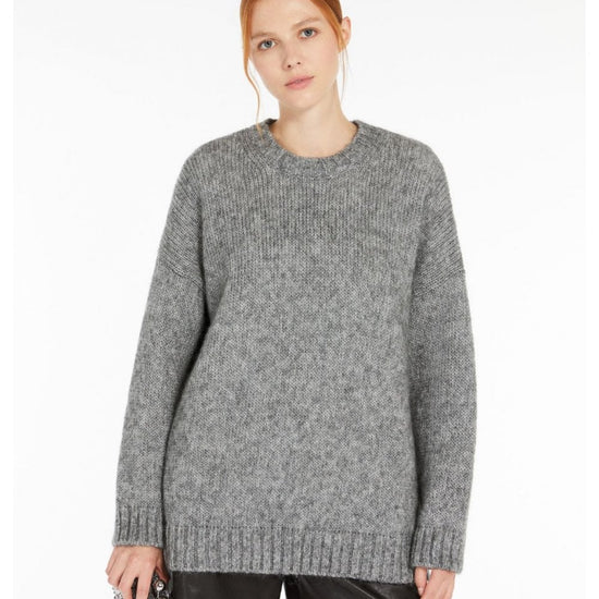 Young Ideas/Henmores - Antony Metallic Moahir Jumper - 001 Silver Grey - XS