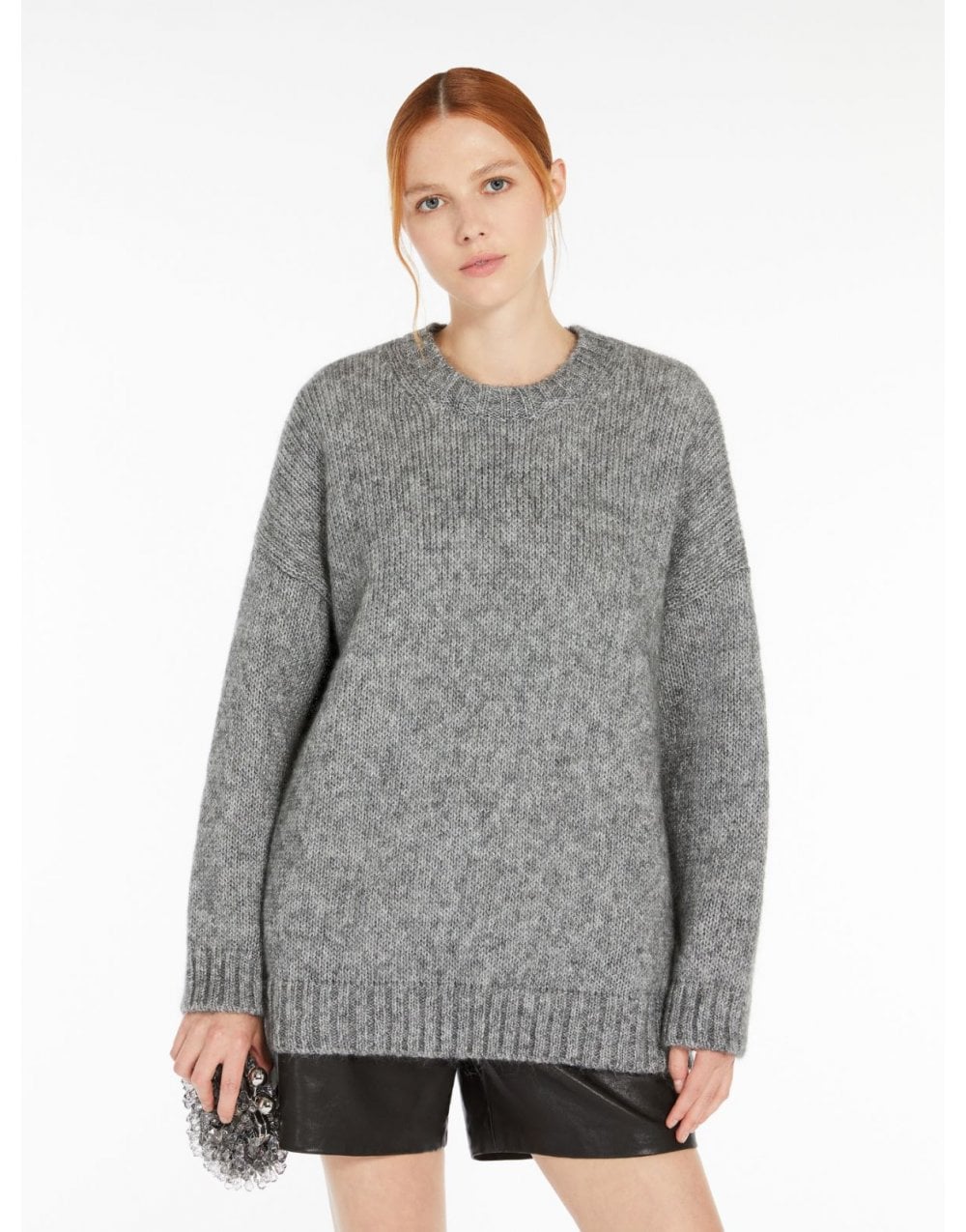 Young Ideas/Henmores - Antony Metallic Moahir Jumper - 001 Silver Grey - XS