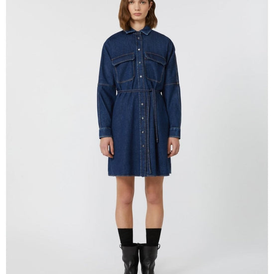 Young Ideas/Henmores - Balenio Denim Tie Waist Dress - 001 Navy - 8