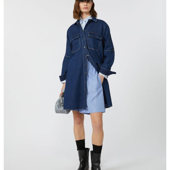 Young Ideas/Henmores - Balenio Denim Tie Waist Dress - 001 Navy - 8