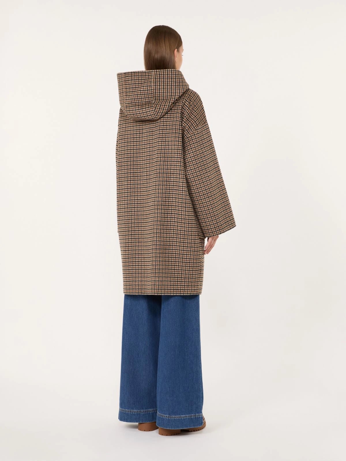 Young Ideas & Henmores -Balta Reversible Micro Check Hooded Coat -001 Brown Multi -6