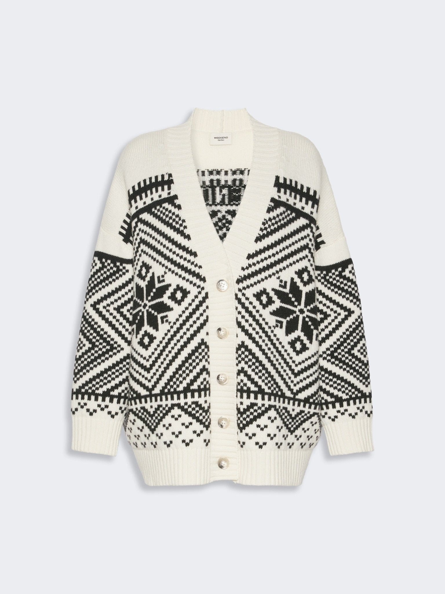 Young Ideas & Henmores -Belgio Jacquard Oversized Cardigan -004 Black/White -XS