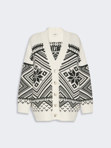 Young Ideas & Henmores -Belgio Jacquard Oversized Cardigan -004 Black/White -XS