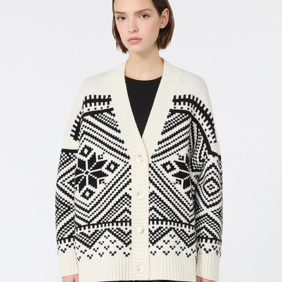 Young Ideas & Henmores -Belgio Jacquard Oversized Cardigan -004 Black/White -XS