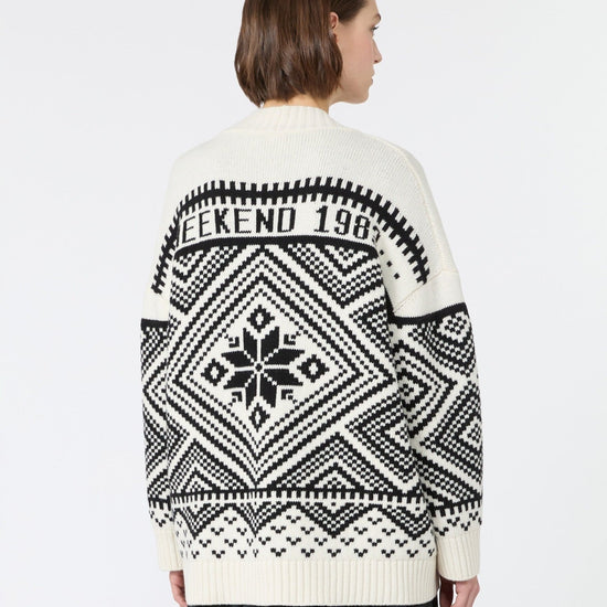 Young Ideas & Henmores -Belgio Jacquard Oversized Cardigan -004 Black/White -XS