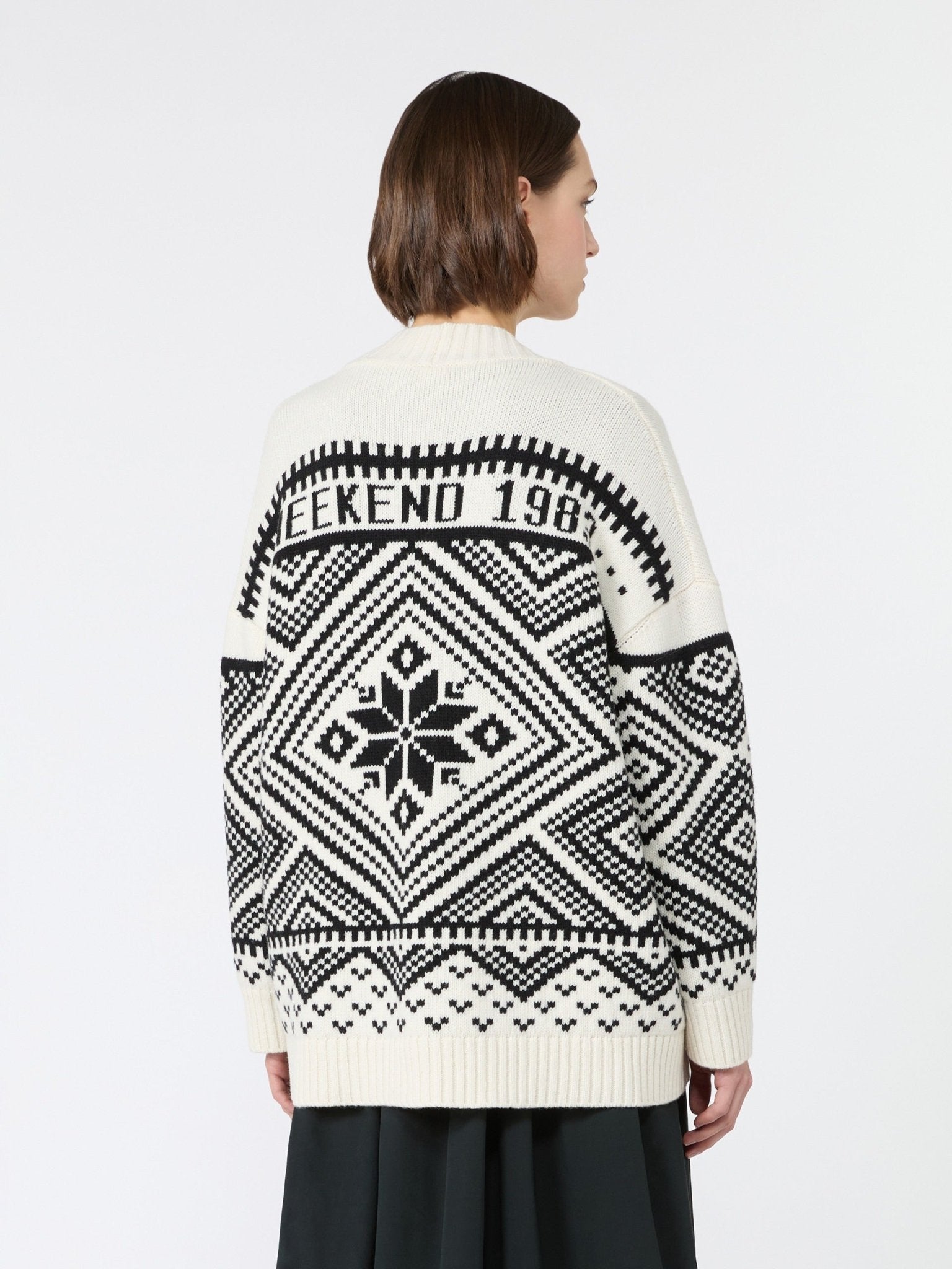 Young Ideas & Henmores -Belgio Jacquard Oversized Cardigan -004 Black/White -XS