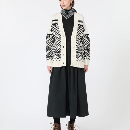 Young Ideas & Henmores -Belgio Jacquard Oversized Cardigan -004 Black/White -XS