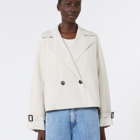 Young Ideas & Henmores -Boero Crop Trench Raincoat -003 Ivory -6