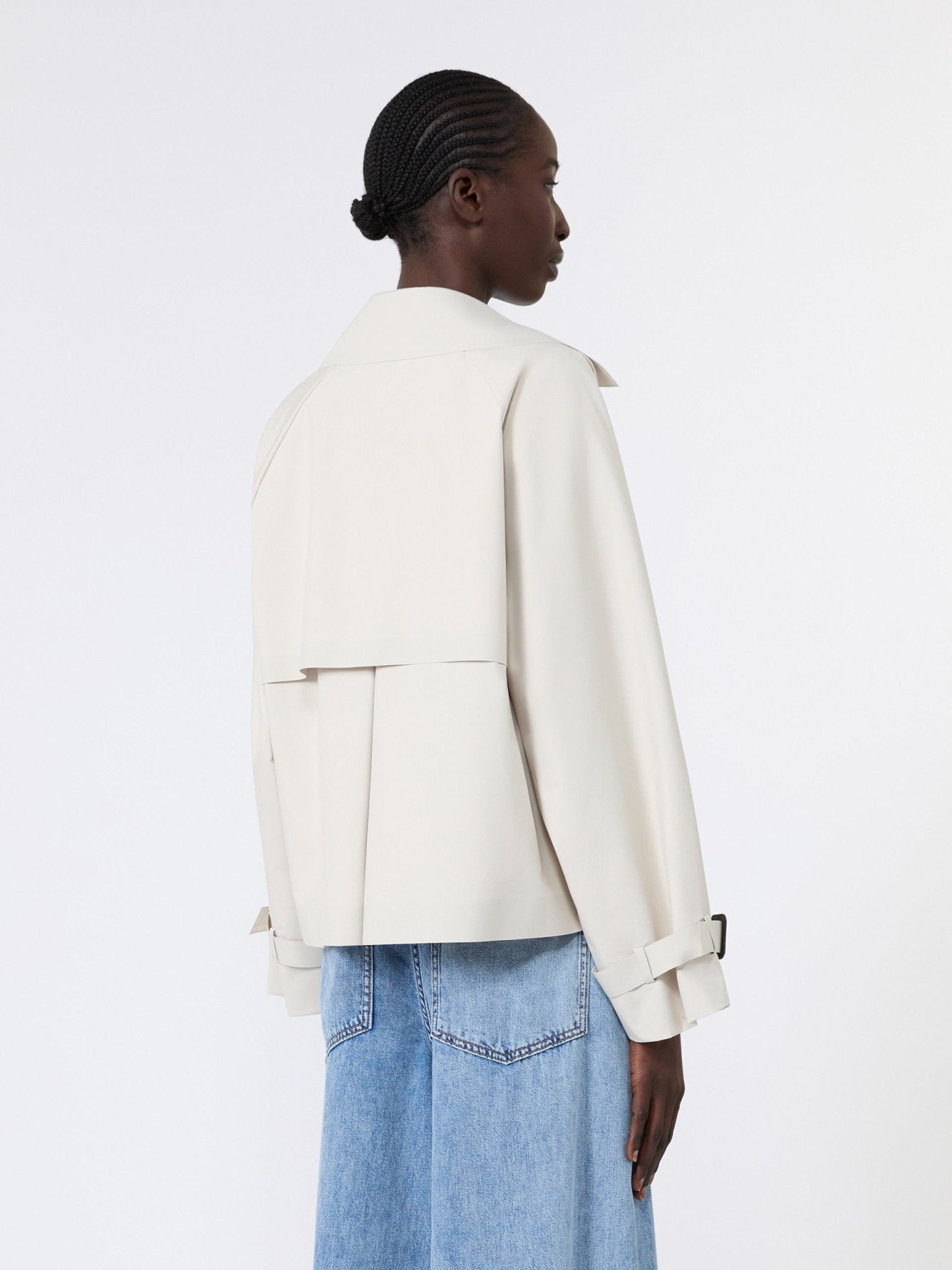 Young Ideas & Henmores -Boero Crop Trench Raincoat -003 Ivory -6