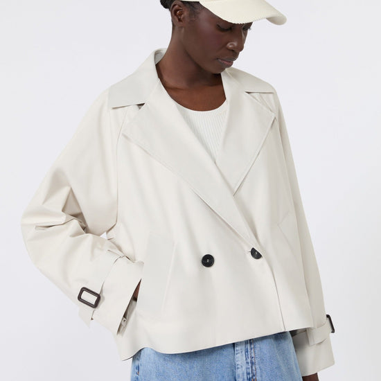 Young Ideas & Henmores -Boero Crop Trench Raincoat -003 Ivory -6