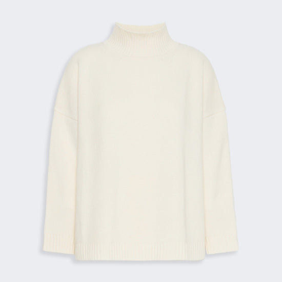 Young Ideas & Henmores -Borgia High Neck Relaxed Jumper -001 Ivory -XS