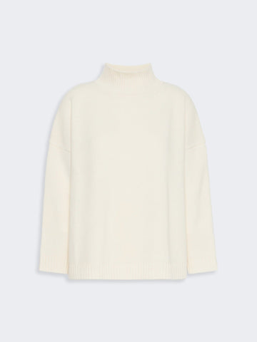 Young Ideas & Henmores -Borgia High Neck Relaxed Jumper -001 Ivory -XS