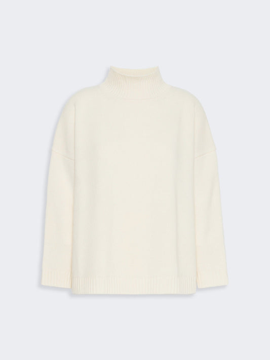 Young Ideas & Henmores -Borgia High Neck Relaxed Jumper -001 Ivory -XS