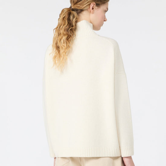 Young Ideas & Henmores -Borgia High Neck Relaxed Jumper -001 Ivory -XS