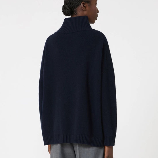 Young Ideas & Henmores -Borgia High Neck Relaxed Jumper -010 Navy -XS