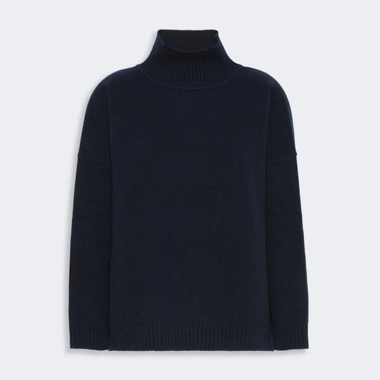 Young Ideas & Henmores -Borgia High Neck Relaxed Jumper -010 Navy -XS