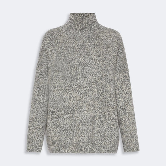 Young Ideas & Henmores -Borgia High Neck Relaxed Jumper -025 Medium Grey -XS