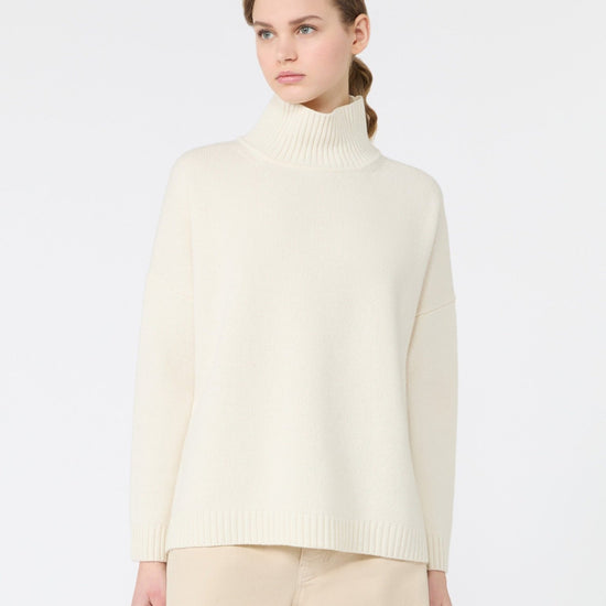 Young Ideas & Henmores -Borgia High Neck Relaxed Jumper -001 Ivory -XS