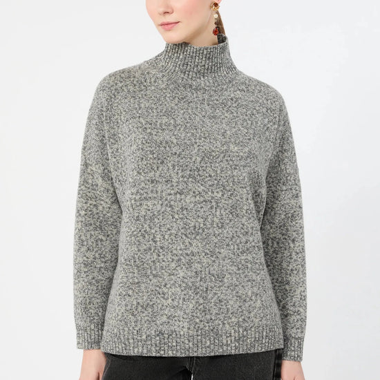 Young Ideas & Henmores -Borgia High Neck Relaxed Jumper -025 Medium Grey -XS