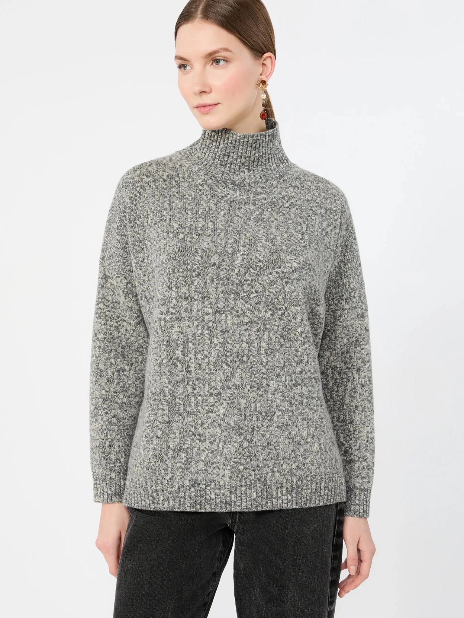 Young Ideas & Henmores -Borgia High Neck Relaxed Jumper -025 Medium Grey -XS