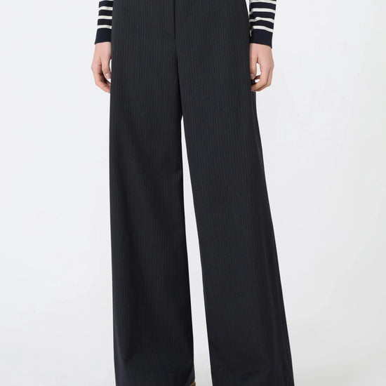 Young Ideas & Henmores -Bravo Pinstripes Wide Leg Trousers -001 Navy -8