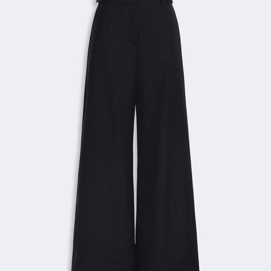 Young Ideas & Henmores -Bravo Pinstripes Wide Leg Trousers -001 Navy -8