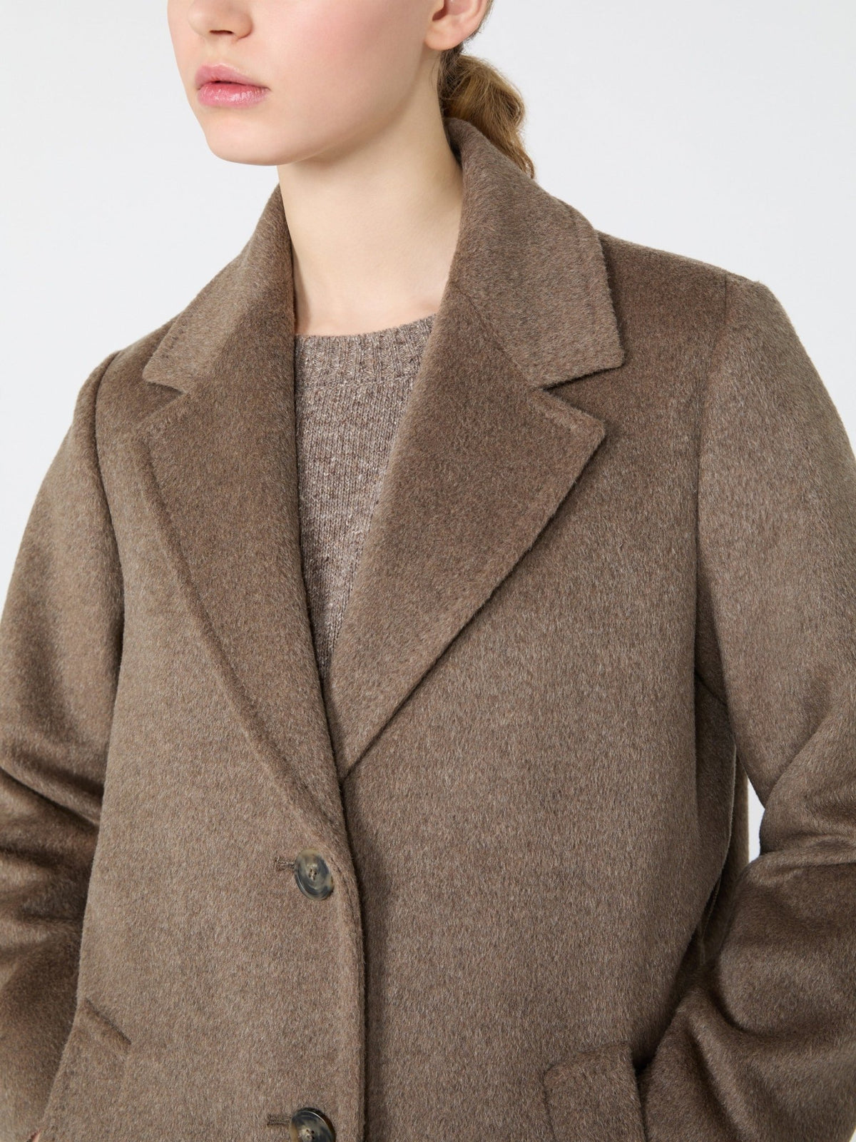 Young Ideas & Henmores -Bronte Alpaca Belted Wool Coat -025 Soft Brown -8
