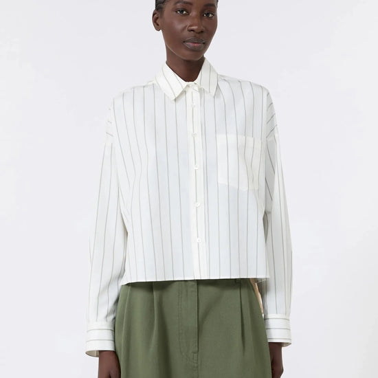 Young Ideas & Henmores -Certosa Striped Satin Back Shirt -001 Ecru -6