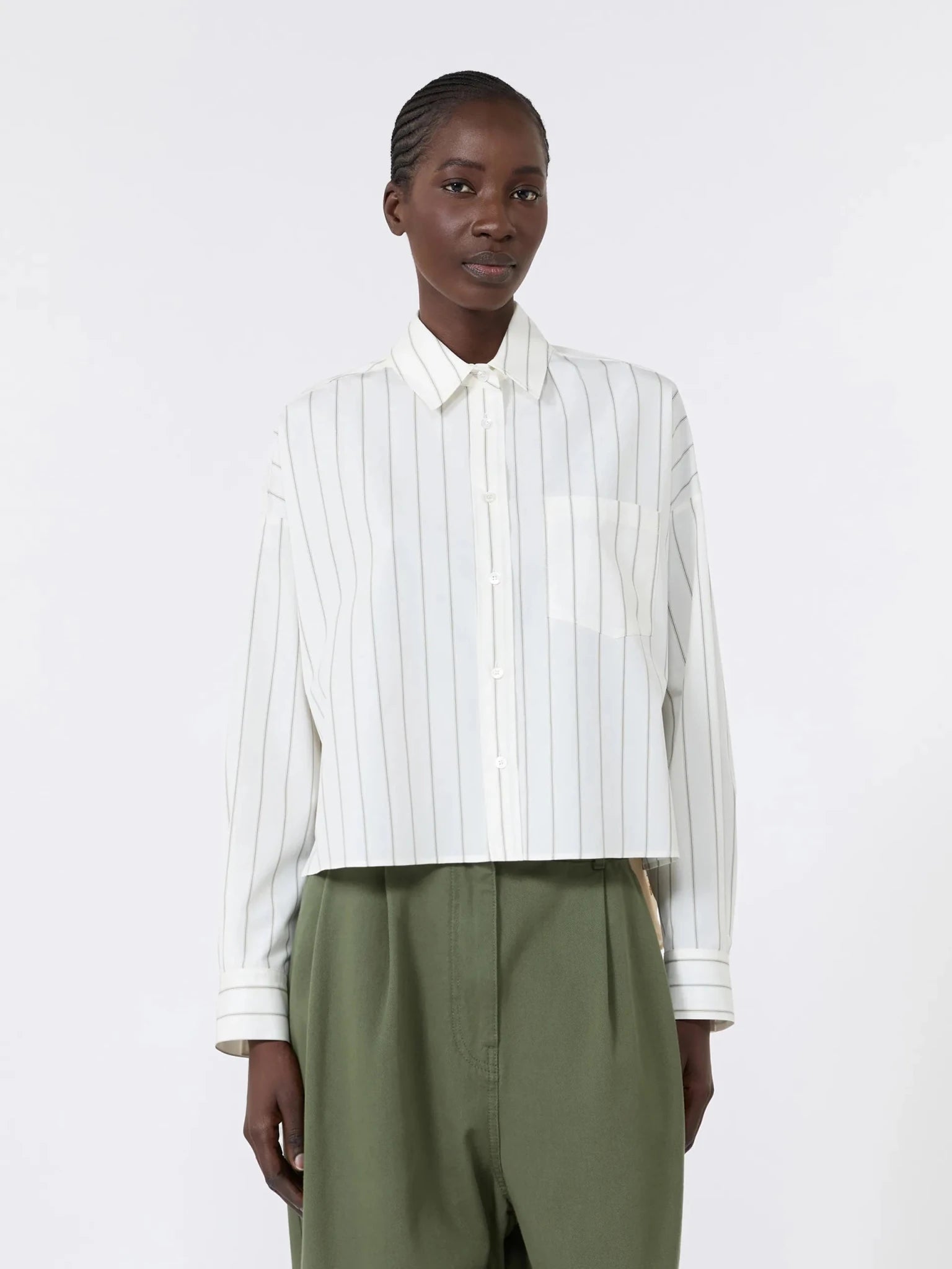Young Ideas & Henmores -Certosa Striped Satin Back Shirt -001 Ecru -6