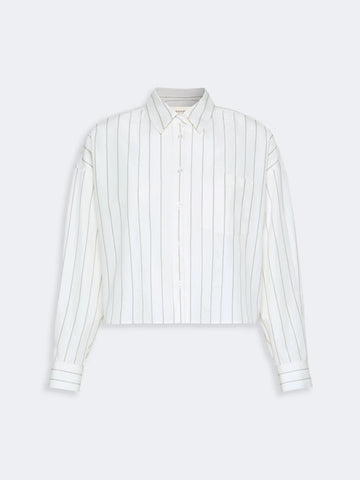 Young Ideas & Henmores -Certosa Striped Satin Back Shirt -001 Ecru -6