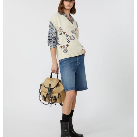 Young Ideas/Henmores - Crusca Jacquard Detail Sleeveless Vest - 002 Ivory - XS