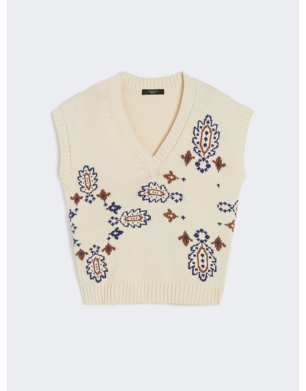 Young Ideas/Henmores - Crusca Jacquard Detail Sleeveless Vest - 002 Ivory - XS