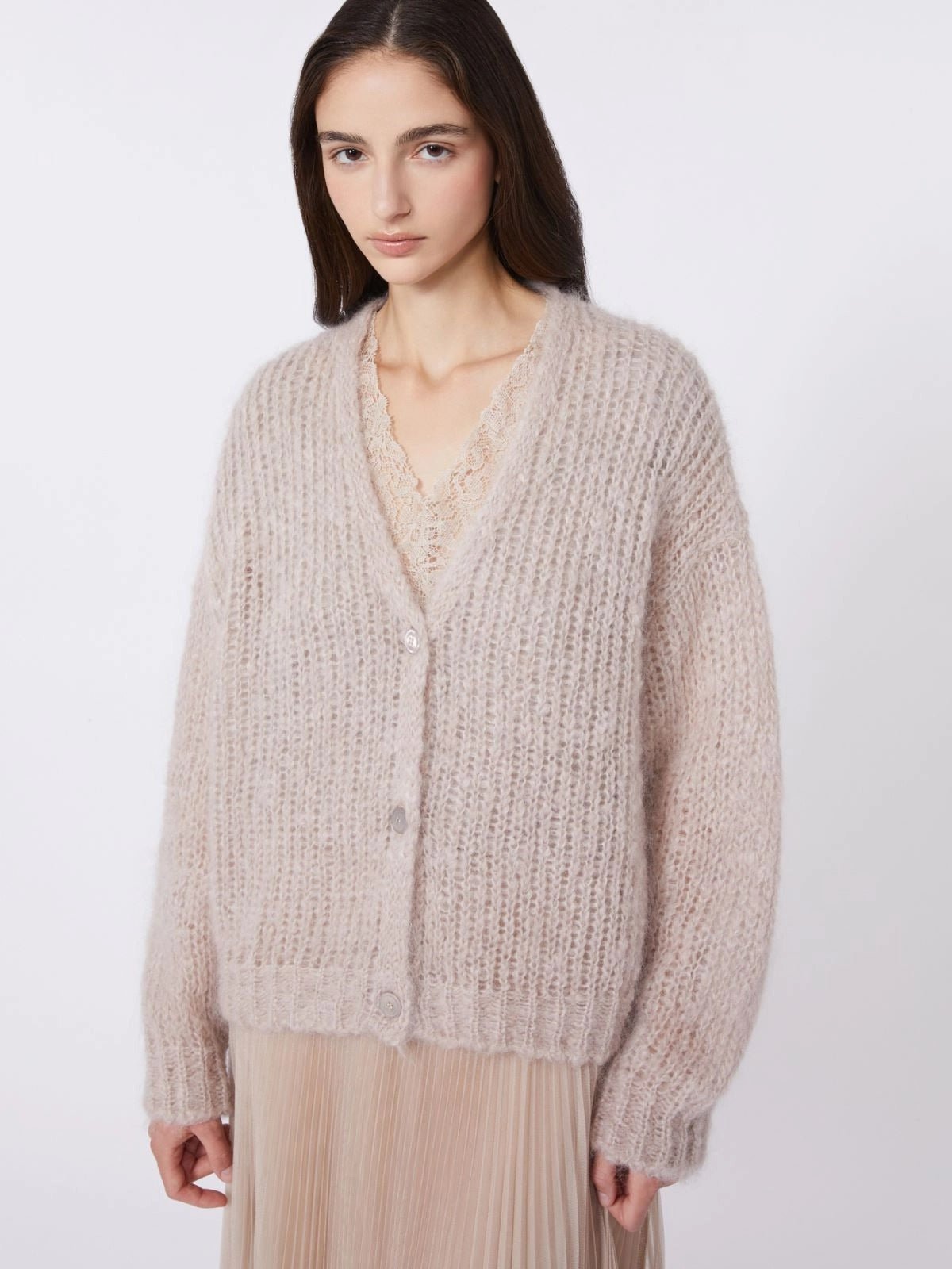 Young Ideas/Henmores - Danza Mohair Cardigan - 001 Sand - XS