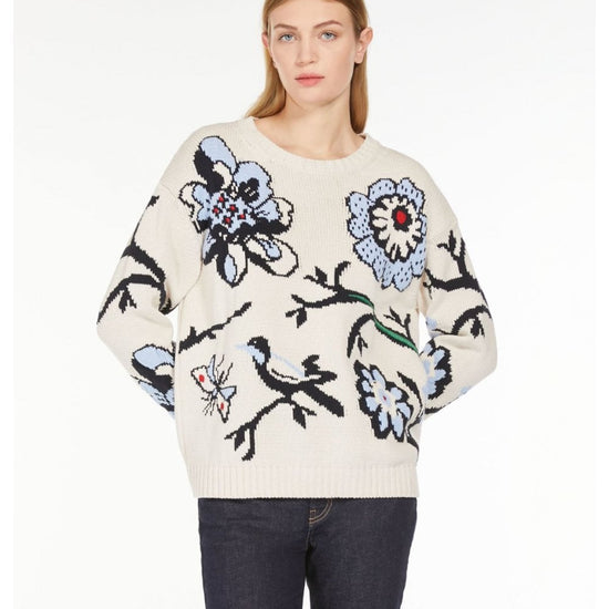 Young Ideas/Henmores - Dolmen Floral Embroidered Crew Neck Jumper - 001 Light Blue - XS