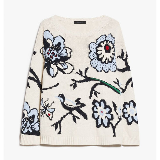 Young Ideas/Henmores - Dolmen Floral Embroidered Crew Neck Jumper - 001 Light Blue - XS