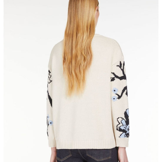Young Ideas/Henmores - Dolmen Floral Embroidered Crew Neck Jumper - 001 Light Blue - XS