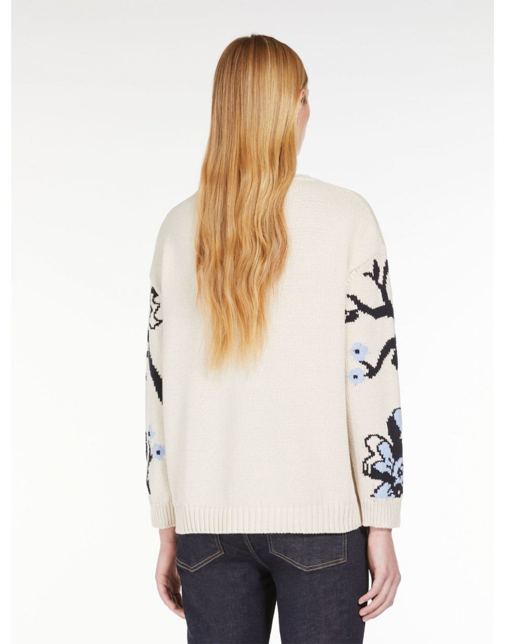 Young Ideas/Henmores - Dolmen Floral Embroidered Crew Neck Jumper - 001 Light Blue - XS