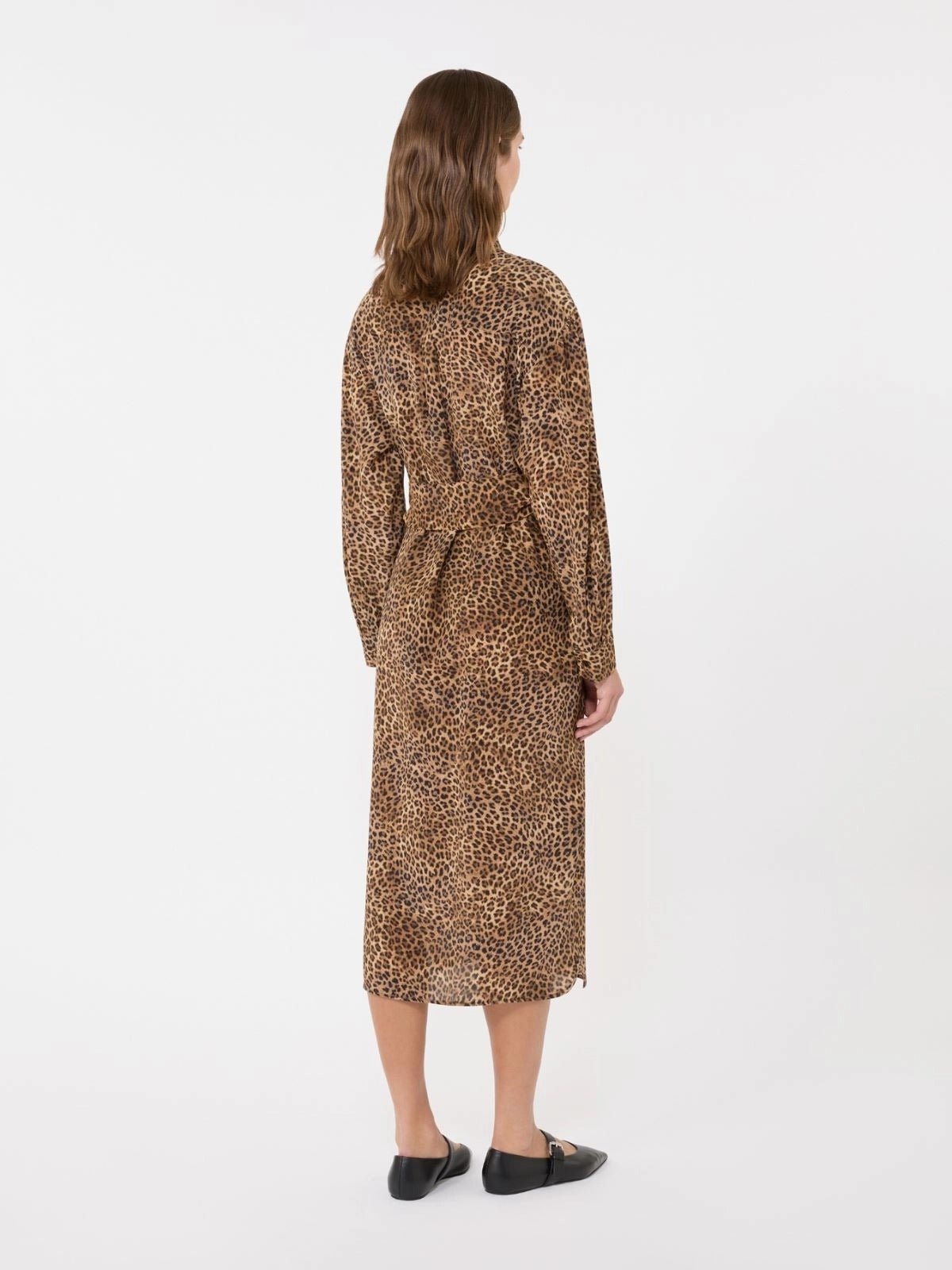 Young Ideas/Henmores - Dolmen Leopard Silk Tie Waist Midi Dress - 003 Leopard - 10