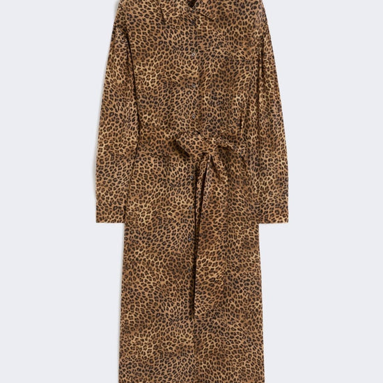 Young Ideas/Henmores - Dolmen Leopard Silk Tie Waist Midi Dress - 003 Leopard - 10