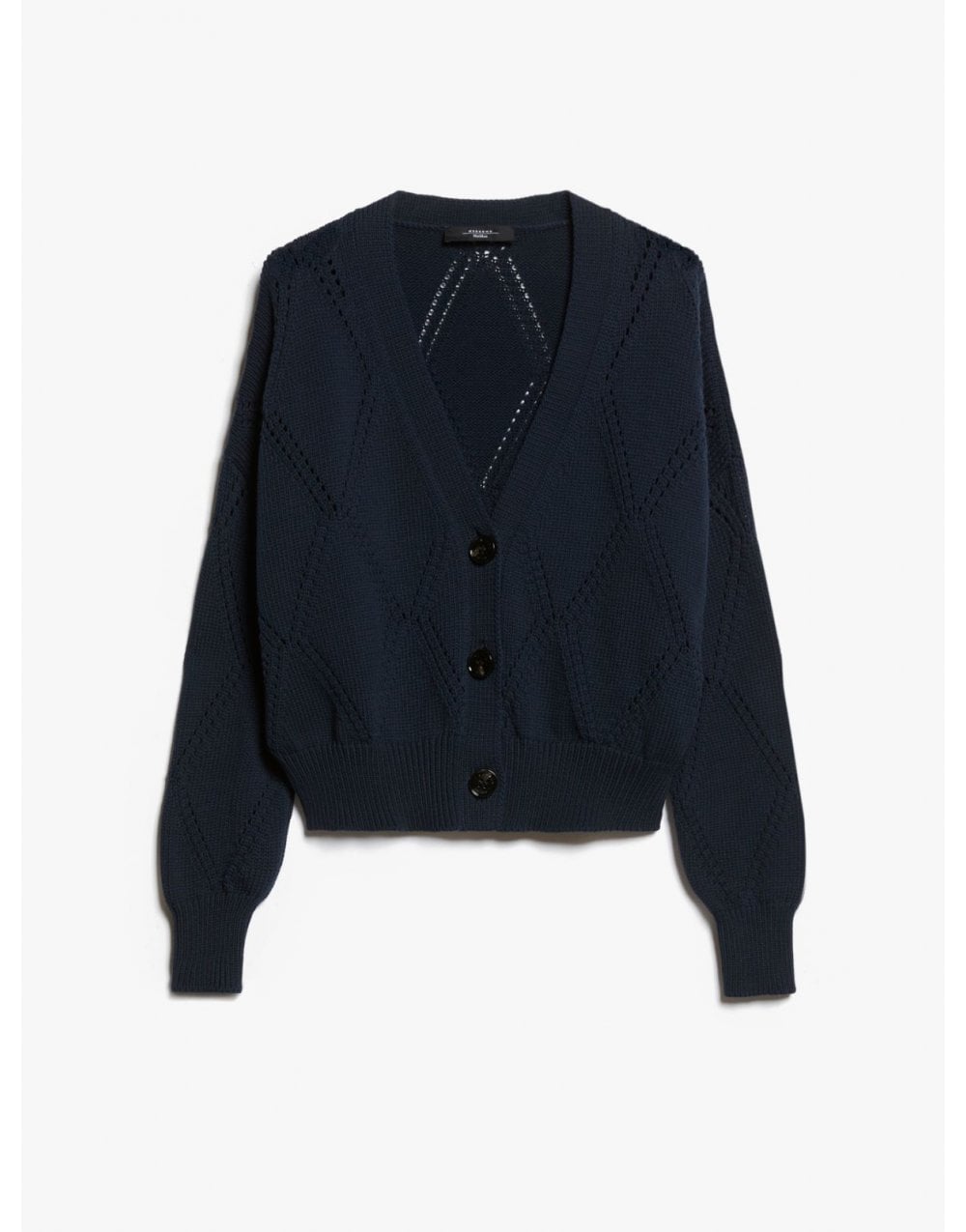 Young Ideas/Henmores - Dovere Diamond Openwork Stitch Cardigan - 001 Navy - XS